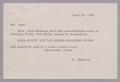 Letter: [Letter from L. Haglund to Daniel W. Kempner, June 18, 1952]