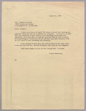 [Letter from Daniel W. Kempner to Toshiro Hiraide, April 12, 1952]