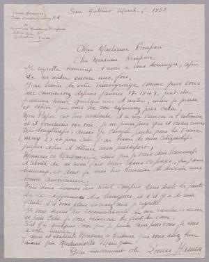 [Handwritten letter from Louise Hamon to Mr. and Mrs. Daniel W. Kempner, March 6, 1952]