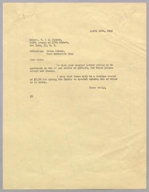 [Letter from Daniel W. Kempner to W. & J. Sloane, April 12, 1949]