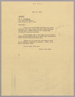 [Letter from Daniel W. Kempner to B. J. Denihan, May 14, 1952]