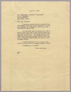 [Letter from Daniel W. Kempner to Raymond A. Stewart, April 11, 1952]