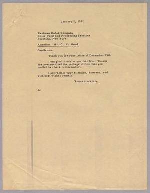 [Letter from Daniel W. Kempner to Eastman Kodak Company, January 2, 1952]