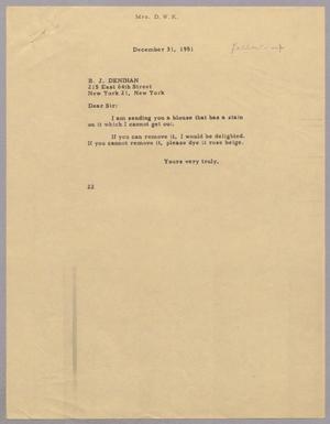 [Letter from Jeane B. Kempner to B. J. Denihan, December 31, 1951]