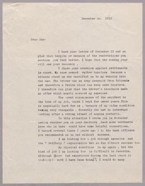 [Letter from Erich Freund to Daniel W. Kempner, December 20, 1952]