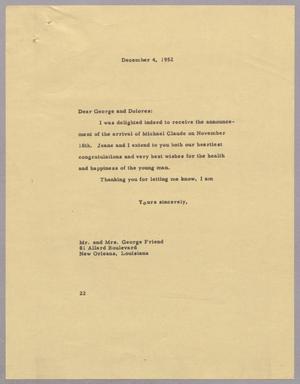 [Letter from Daniel W. Kempner to George and Dolores, December 4, 1952]