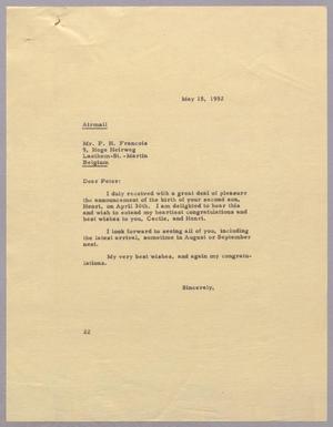 [Letter from Daniel W. Kempner to P. H. Francois, May 15, 1952]