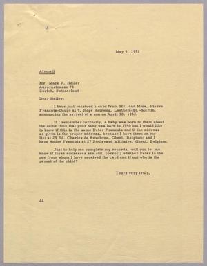[Letter from Daniel W. Kempner to Mark F. Heller, May 9, 1952]