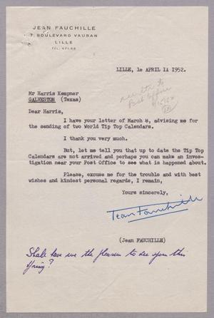 [Letter from Jean Fauchille to Harris L. Kempner, April 11, 1952]