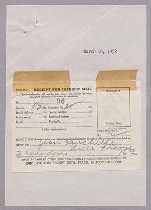 [Receipt for Insured Mail, March 10, 1952]