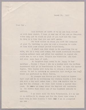 [Letter from Eric Freund to Daniel W. Kempner, March 31, 1952]