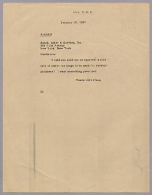 [Letter from Daniel W. Kempner to Black, Starr & Gorham, January 19, 1952]