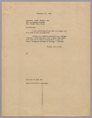 [Letter from Daniel W. Kempner to Robert Ensko, Inc, January 19, 1952]