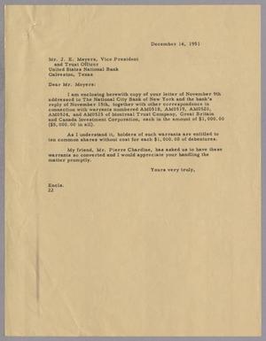 [Letter from Daniel W. Kempner to J. E. Meyers, December 14, 1951]