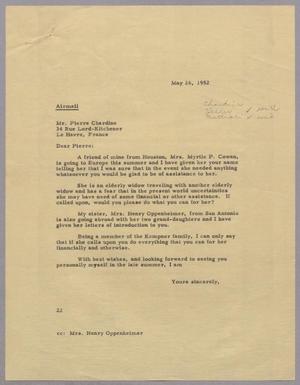 [Letter from Daniel W. Kempner to Pierre Chardine, May 26, 1952]