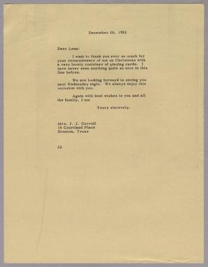 [Letter from Daniel W. Kempner to Lena Carroll, December 26, 1952]