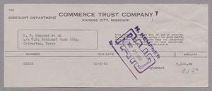 [Invoice for Interest on Account, September 1952]