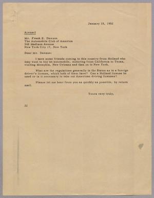 [Letter from Daniel W. Kempner to Frank E. Dawson, January 15, 1952]