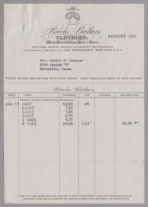 [Invoice for Clothes from Brooks Brothers Clothing]