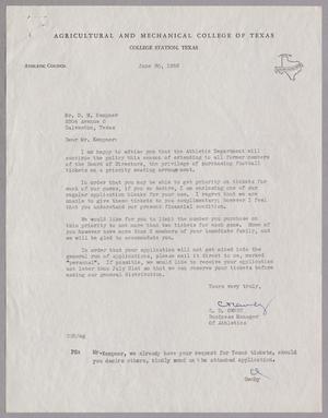 [Letter from C. D. Ownby to D. W. Kempner, June 30, 1952]