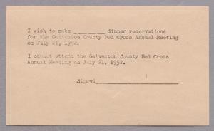 [Blank Registration Card for the Galveston County Red Cross Annual Meeting]