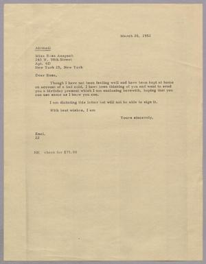 [Letter from Daniel W. Kempner to Rosa Anspach, March 26, 1952]