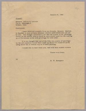 [Letter from D. W. Kempner to Alfieri & Lacroix, January 4, 1951]