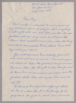 [Handwritten Letter from Rosa Anspach to Daniel W. Kempner, July 15, 1952]