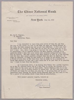 [Letter from Roland C. Irvine to Daniel W. Kempner, July 22, 1952]