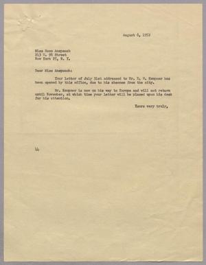 [Letter from A. H. Blackshear, Jr. to Rosa Anspach, August 6, 1952]