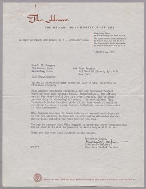[Letter from Marie Galpern to Daniel W. Kempner, August 4, 1952]