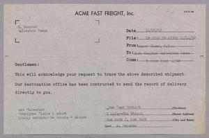 [Letter from Acme Fast Freight, Inc. to H. Kempner, November 28, 1952]