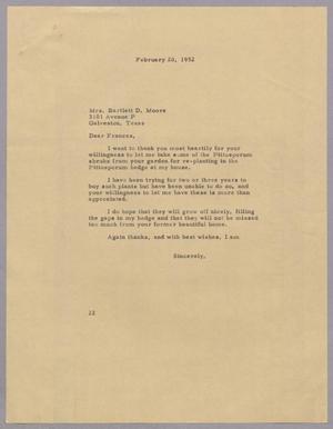 [Letter from Daniel W. Kempner to Bartlett D. Moore, February 20, 1952]