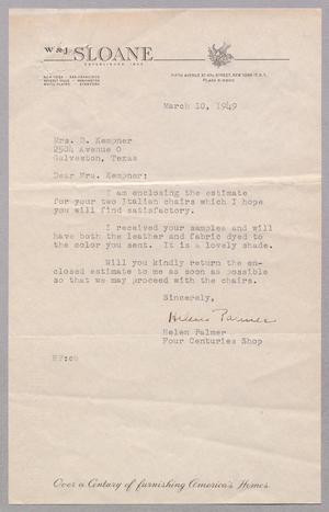 [Letter from W. & J. Sloane to Mrs. D. Kempner, March 10, 1949]