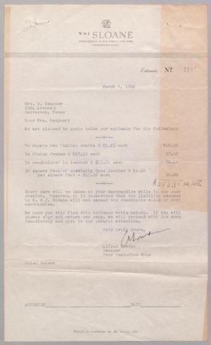 [Letter from W. & J. Sloan to Mrs. D. Kempner, March 9, 1949]