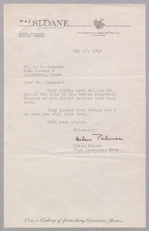 [Letter from Helen Palmer to Daniel W. Kempner, May 28, 1949]