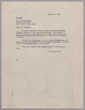 [Letter from Daniel W. Kempner to Bruce Webster, October 5, 1951]