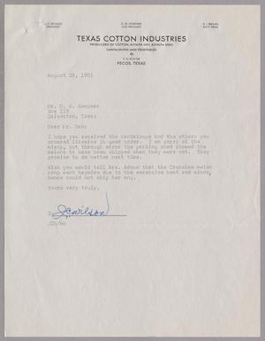 [Letter from J. C. Wilson to Daniel W. Kempner, August 28, 1951]