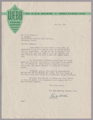 [Letter from The Webb Printing Company to Daniel W. Kempner, June 22, 1949]