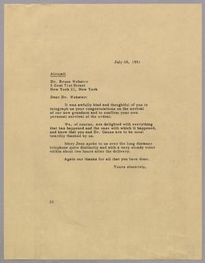 [Letter from Daniel W. Kempner to Bruce Webster, July 26, 1951]
