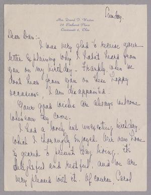 [Handwritten Letter from Mrs. David F. Weston to Daniel W. Kempner, July 1951]