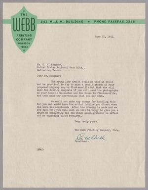 [Letter from Lee M. Webb to Daniel W. Kempner, June 22, 1951]