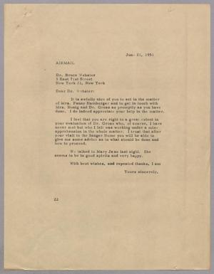 [Letter from Daniel W. Kempner to Bruce Webster, June 21, 1951]