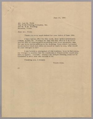 [Letter from Daniel W. Kempner to Lee. M. Webb, June 20, 1951]