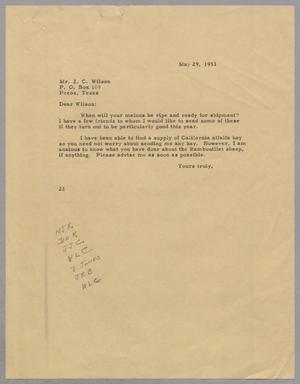 [Letter from Daniel W. Kempner to J. C. Wilson, May 29, 1951]