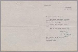 [Letter from Jesse H. Jones to Mr. and Mrs. Daniel W. Kempner, July 18, 1951]
