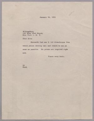 [Letter from Daniel W. Kempner to Willoughbys, January 30, 1951]