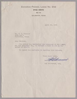 [Letter from Sol Silverman to Daniel W. Kempner, April 26, 1951]