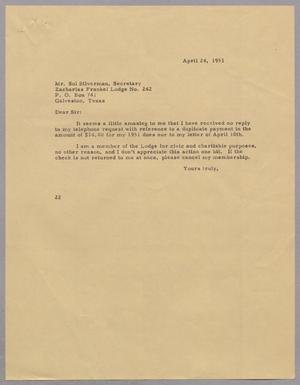 [Letter from Daniel W. Kempner to Sol Silverman, April 24, 1951]