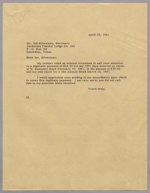 [Letter from Daniel W. Kempner to Sol Silverman, April 10, 1951]